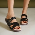 thumbnail image 3 of HomeDM Women's Wedge Sandals Summer Flatform Comfort Plantar Slip On Sandals for Beach Travel, Black Size 5.5, 3 of 8
