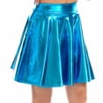thumbnail image 2 of ZDHoor Women's High Waist Metallic Skirt Shiny Holographic Y2k Party Flared Pleated Skater Skirts Blue A XL, 2 of 6