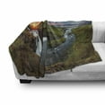 thumbnail image 3 of Landscape Soft Flannel Fleece Blanket, Waterfall Landscape at Iceland Sunset Mountain Volcanic Area Natural Beauty Theme, Cozy Plush for Indoor and Outdoor Use, 60" x 80", Multicolor, by Ambesonne, 3 of 6