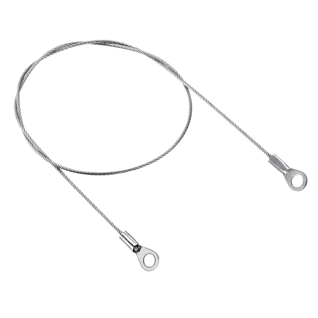 Unique Bargains 1.5mmx50cm Stainless Steel Lanyard Cable Eyelets Ended Wire Rope 10 Pack