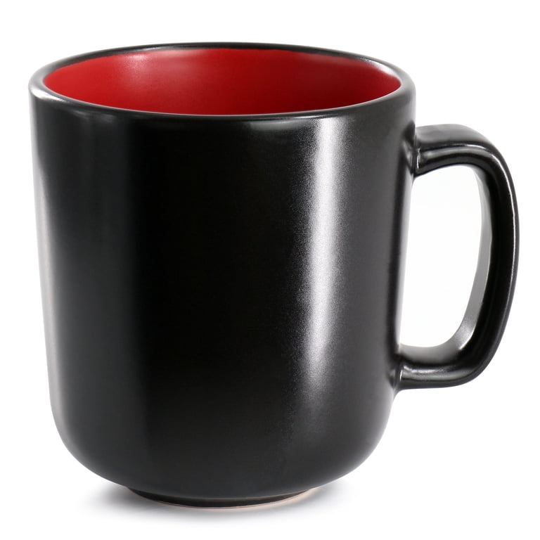 Elama 16 Piece Stoneware Dinnerware Set, Black & Red photo 6