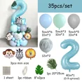 thumbnail image 2 of 30/35pcs Jungle Safari Animal Balloons Set Macaron Number Balloon 1 2 3 Years Kids Birthday Party Decorations Wild One Air Globo, 2 of 6