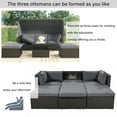 thumbnail image 3 of Patio Sectional Daybed, Outdoor Wicker Furniture Set with Retractable Canopy, Sectional Sofa Set w/Height Adjustable Table & Cushions for Patio Deck Poolside Garden Backyard, 3 of 10