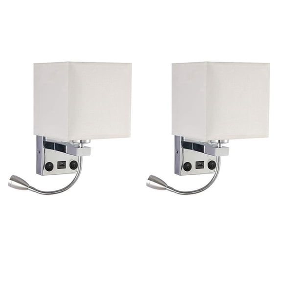 2X Modern LED Wall Lamp Bedside Bedroom Applique Sconce with Switch USB Interior Headboard Home Hotel Lights