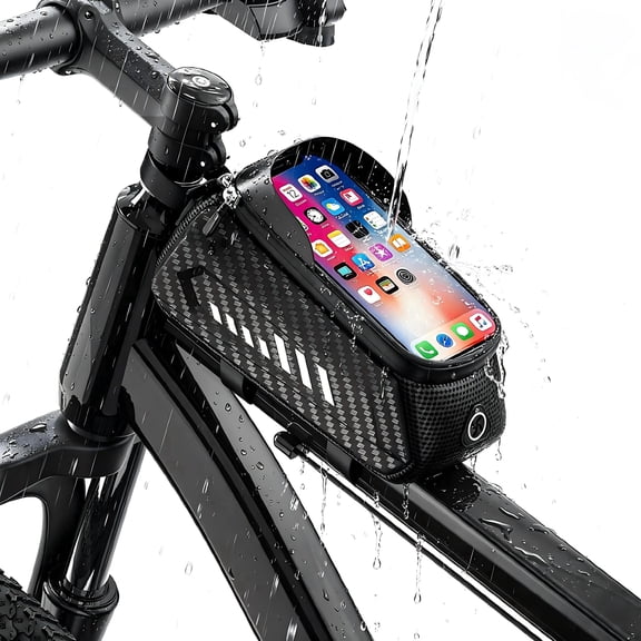 FLYRUN Bike Frame Bag Waterproof for E-Bike & Bicycle, 1.5L Touch Screen Phone Holder Bag with Tpu Screen, Large Storage Pouch Cycling Accessory