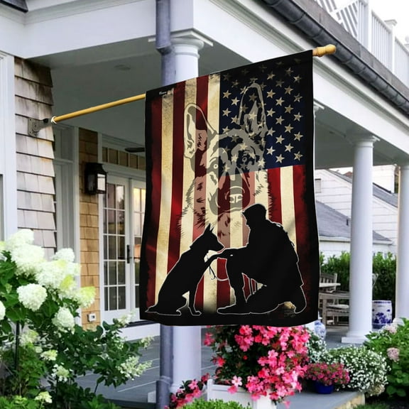 FLAGWIX American House Flag (29.5" x 39.5") - German Shepherd. Scout Dog Handler Flag ANL121F - Premium Polyester Flags
