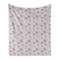 thumbnail image 1 of Vintage Rose Soft Flannel Fleece Throw Blanket, Repetitive Soft Romantic Tones Floral, Cozy Plush for Indoor and Outdoor Use, 50" x 70", White Baby Pink Fuchsia, by Ambesonne, 1 of 5