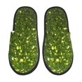 thumbnail image 1 of Fotbe Green Glitter Sparkle Pantuflas Peludas para Mujer con Estampado, Zapatillas de Peluche, Zapatos de Invierno para Casa, Uso Interior y Exterior-Medium, 1 of 8