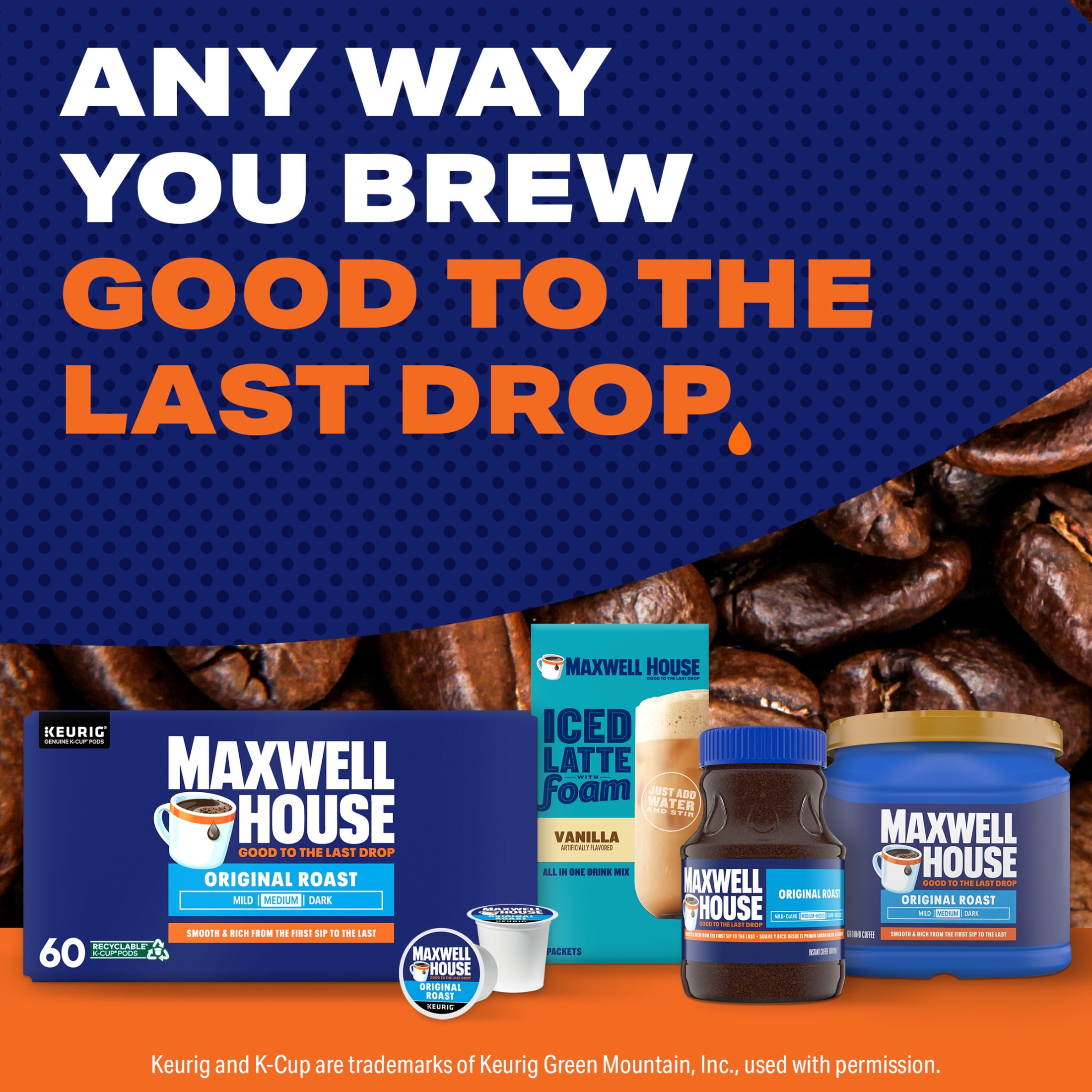 Maxwell House Original Roast Medium Roast K-Cup® Coffee Pods, 60 Count Box
