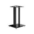 thumbnail image 2 of Monoprice Glass Floor Speaker Stands (Pair) - Black, Support Up to 22 Lbs. (10 Kg) Weight, Constructed of Tempered Glass W/ Aluminum Vertical Supports, 2 of 3