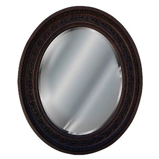 Miroir Décoratif en Noyer Ovale Feuille Antique