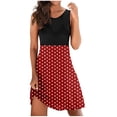 thumbnail image 2 of SMihono Robe d'Été Bohème pour Femmes Grande Taille Mode d'Été Imprimée Col Rond Patchwork Sans Manches, 2 of 6