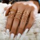 thumbnail image 1 of Anillos para mujer, regalos para mujer, 8 piezas, conjunto abierto geométrico bohemio, joyería personalizada, diseño de hip hop, anillo popular., 1 of 2
