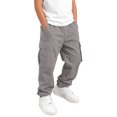 thumbnail image 6 of Boys Cargo Pants Solid Color Trousers with Straight Front Pockets Everyday Play Casual Toddler Kids Casual Pants Size 11-12Y, 6 of 8