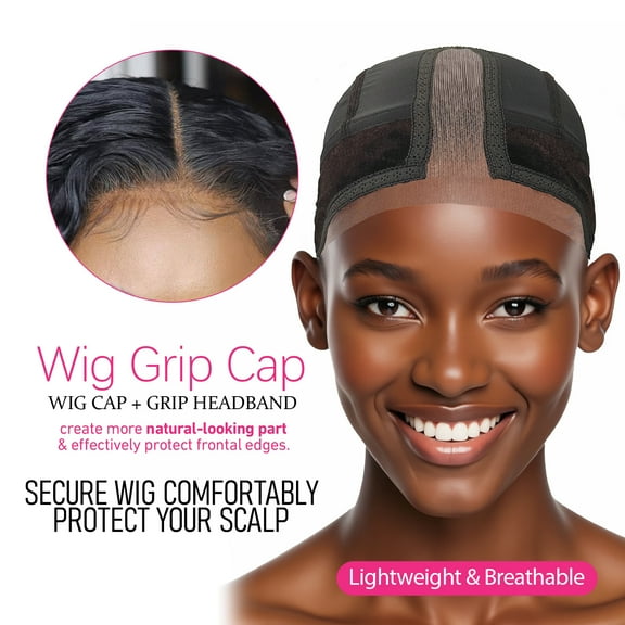 Labhairs Wig Grip Cap for Women - Non Slip Adjustable Wig Caps Holds Glueless Wigs Securely in Place Reusable Cap with Headband for Lace Front Wigs One Size Fits All hairs