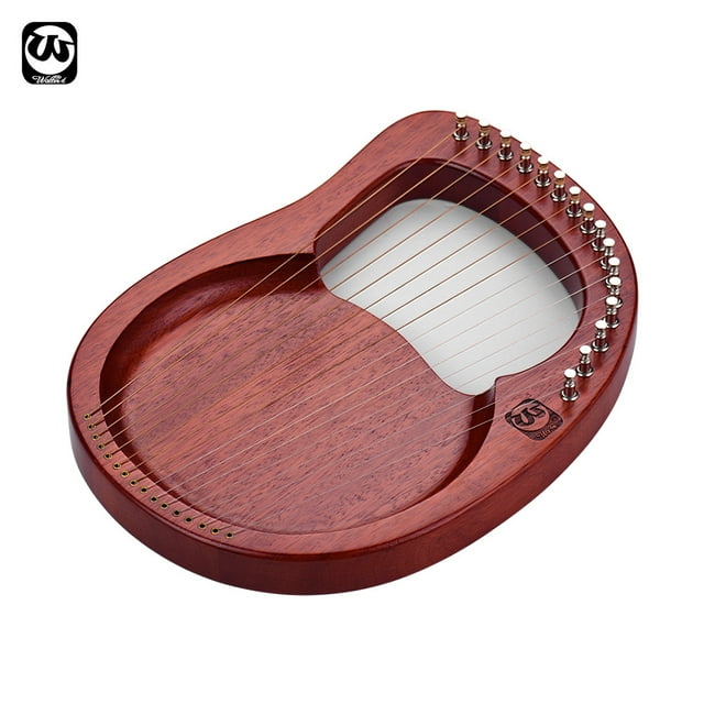 Walter.t 16-String Wooden Lyre Harp Metal Strings Mahogany Solid Wood String Instrument with Carry Bag Tuning Wrench Cleaning Cloth Strings WH16