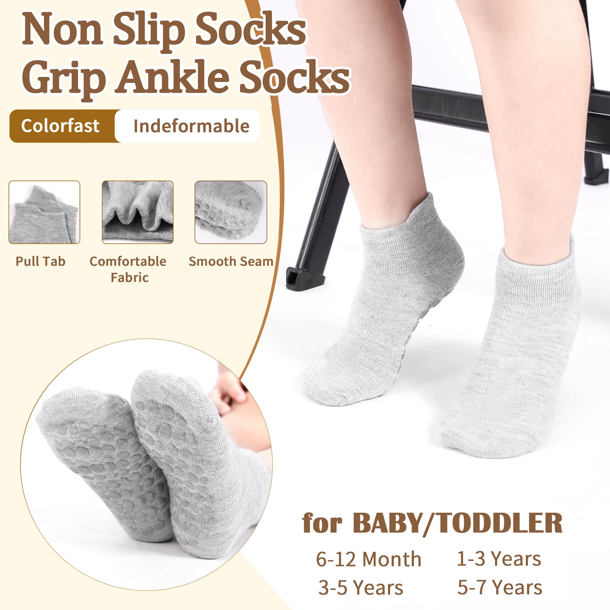 Sptramle Toddler Grip Socks, 15 Pairs, Multicolor photo 7