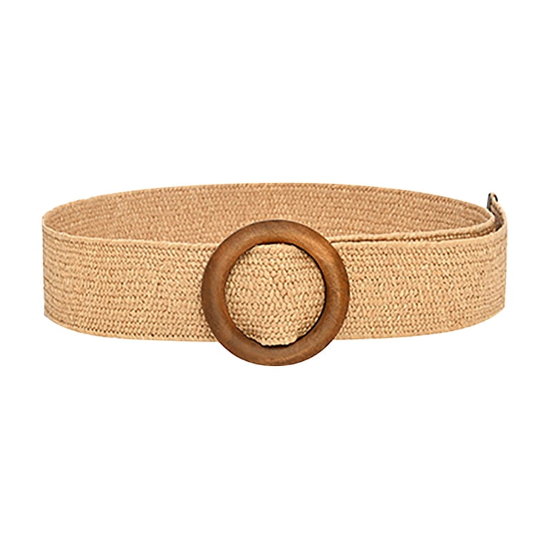 Straw Woven Elastic Stretch Waist Belts Boho Braided Skinny Dress Belt Set of Straw Woven Elastic Stretch Waist Belts Boho Braided Skinny  main image 2