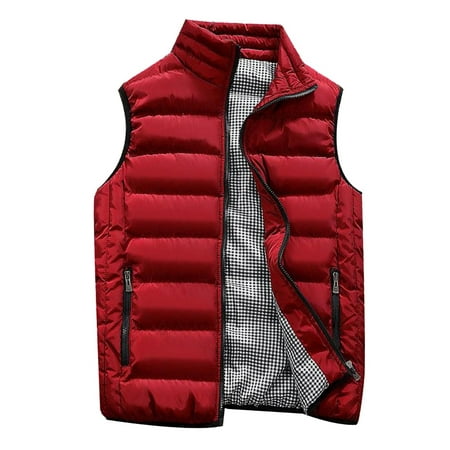 CEHVOM Men Autumn Winter Coat Padded Cotton Vest Warm Hooded Thick Vest  Tops Jacket | Walmart Canada