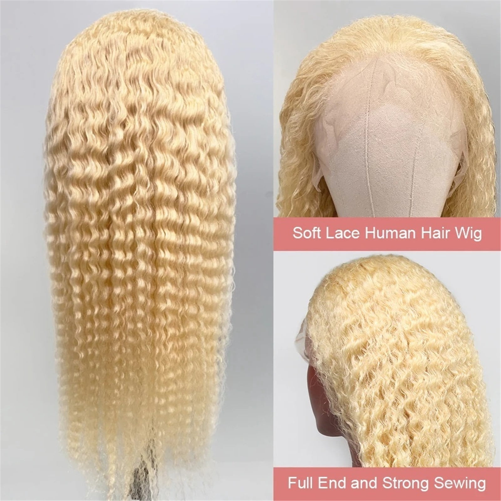 Curly Human Hair Wig 220% Density Blonde Water Wave 13x6 Frontal Wig Hd Lace for Women