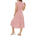thumbnail image 3 of INSPIRE CHIC Women's Midi Dresses Mock Neck Ruffled Cap Sleeve Dresses XS Pink, 3 of 6