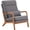 High-back Rustic Grey, variant on Handcrafted Upholstered Solid Wood Accent Armchair in Living Room Apartment Office Modern Indoor Single Leisure Lounge Wooden Chair, Oak Armrest Lumbar Pillow, Reading Chair (High-Back Orange)