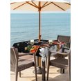 thumbnail image 2 of Outdoor Tablecloth with Umbrella Hole and Zipper, Black Christmas Square Table Cloth 54x54 Inch Waterproof Tablecloth, Santa Elk Gifts Snowflake Winter Xmas Tree Picnic Table Cover for Patio Camping, 2 of 7
