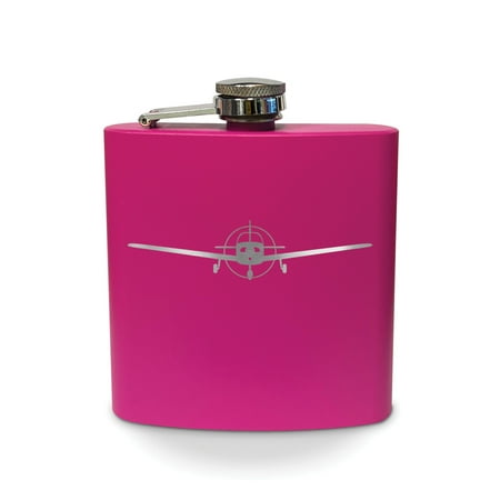 

PA-28 Cherokee Flask 6 oz - Laser Engraved - Stainless Steel - Drinkware - Bachelor Bachelorette Party - Bridal Shower Gifts - Camping - Pocket Hip - pa28 light aircraft flight training - Pink