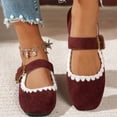 thumbnail image 2 of YOUYEDIAN Mary Jane Shoes Women Versatile Slip On Square Toe Comfy Low Heel Flats Lace Deco Casual Fashion Dress Shoes, 2 of 5