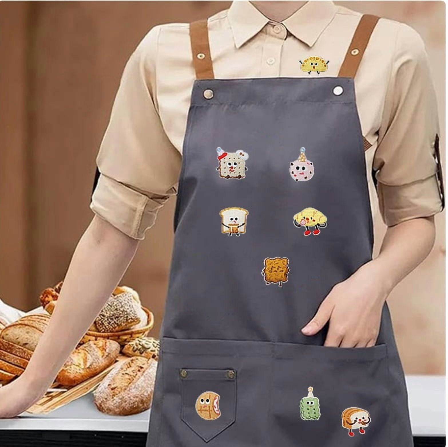 Cute Toast Cookies Embroidered Cloth Stickers - 13 Pieces Cartoon Dessert Labels for Clothes and Bags Decoration