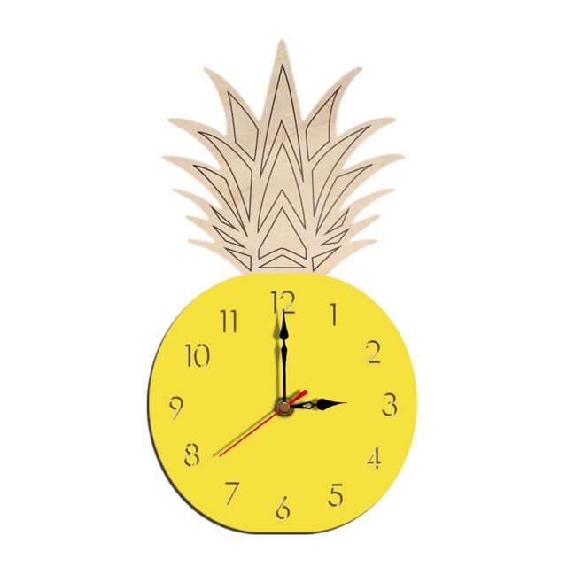 Reloj de pared de estilo nórdico con diseño de frutas de Lemononstore, silencioso, de madera, para decoración de mesa, sala de estar y hogar.