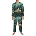 thumbnail image 3 of Naloa Abstract Geometric Shark Men’s Pajamas Set - Long Sleeve Button Down Sleep Shirt and Pajama Bottoms Sleepwear Set-X-Large, 3 of 7