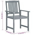 thumbnail image 2 of vidaXL Patio Chairs Outdoor Dining Chair with Cushions Gray Solid Wood Acacia, 2 of 7