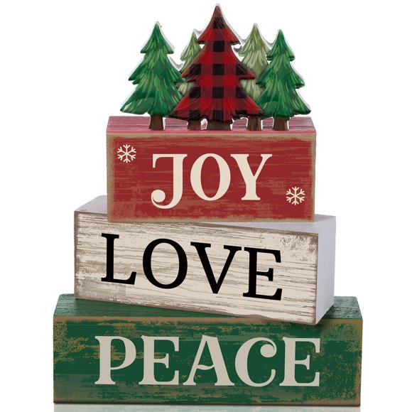 Señal Decorativa de Línea con Árbol de Navidad y Mensaje "Alegría, Amor, Paz"