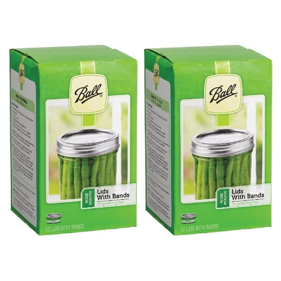 Ball Wide Mouth Jar Lids and Bands Preserve Canning Seal Fresh 12 Count Made in USA, 2-Pack