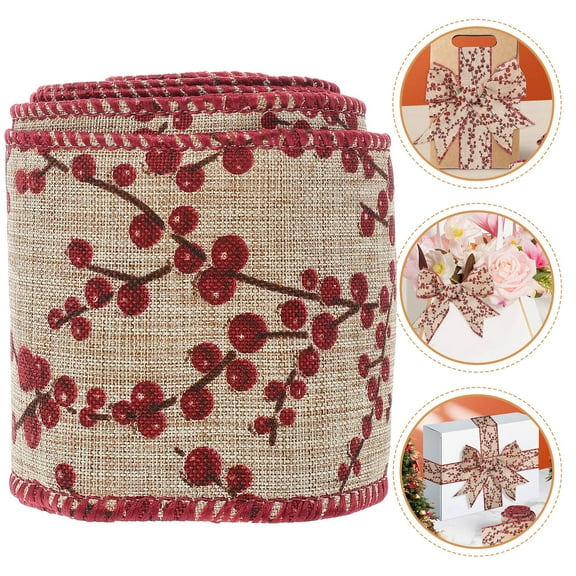 TEHAUX 1Pack Brown Linen Christmas Ribbon for Holiday Decor and DIY Bows 196.50X2.36X0.04in
