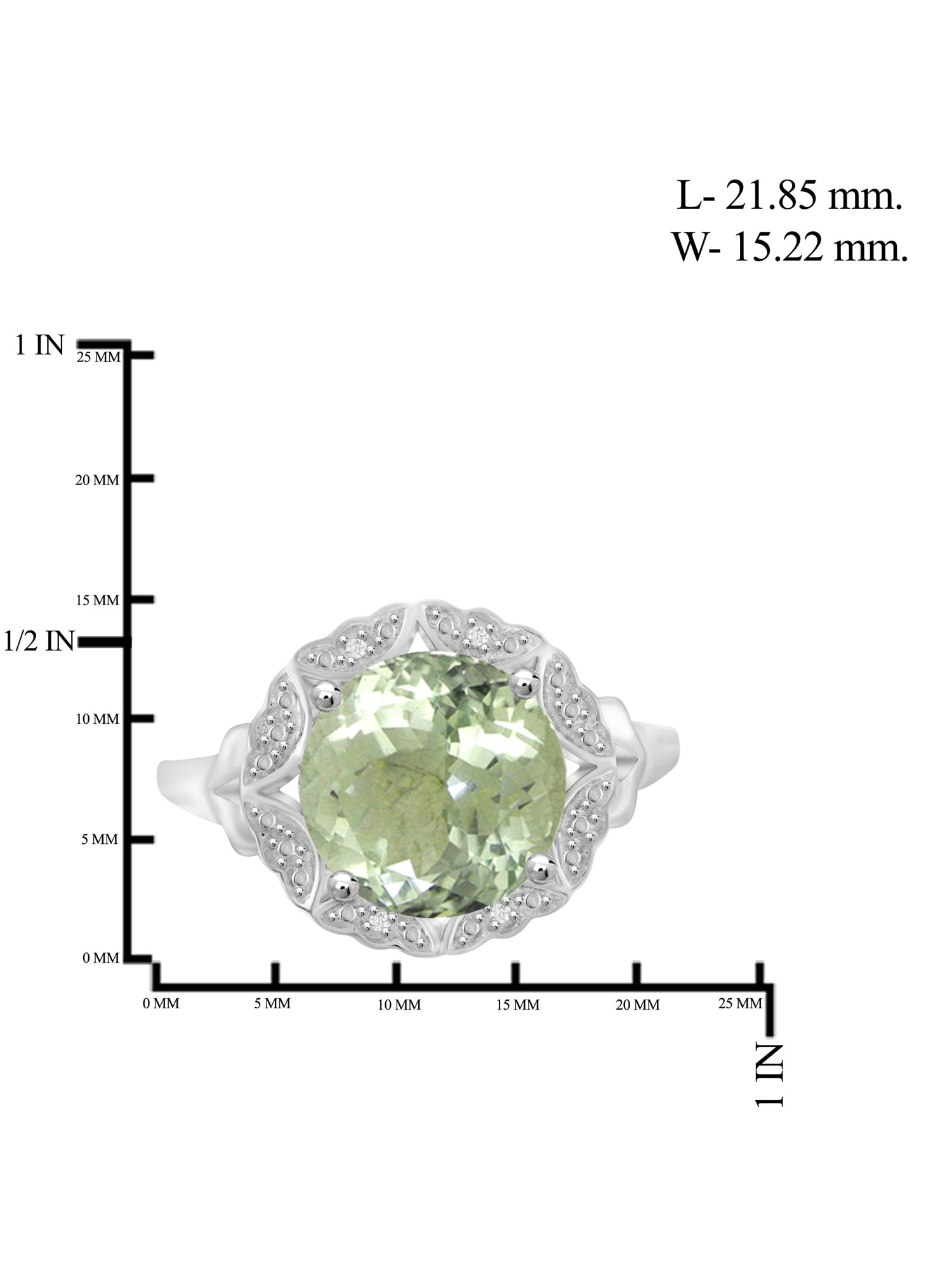 JewelersClub Green Amethyst Ring Birthstone Jewelry – 4.75 Carat Green Amethyst 0.925 Sterling Silver Ring Jewelry with White Diamond Accent – Gemstone Rings with Hypoallergenic 0.925 Sterling Silver