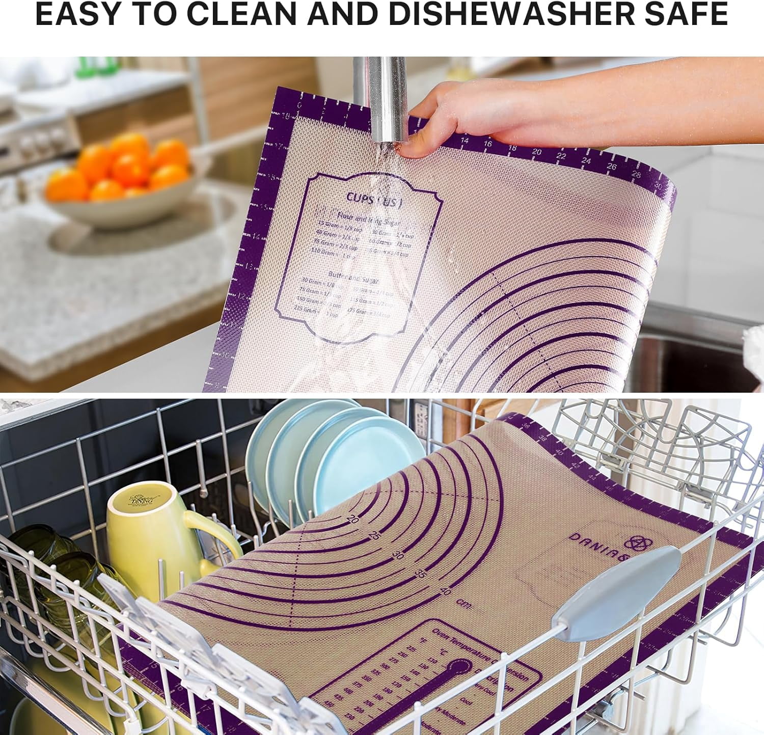 KitchenKey Baking Mat, 28" x 20" Silicone Food Grade Extra Large Non Stick Baking Sheet Mat with Measurement Non-slip Dough Rollin Counter Mat for Making Cookies, Macarons, Bread and Pastry