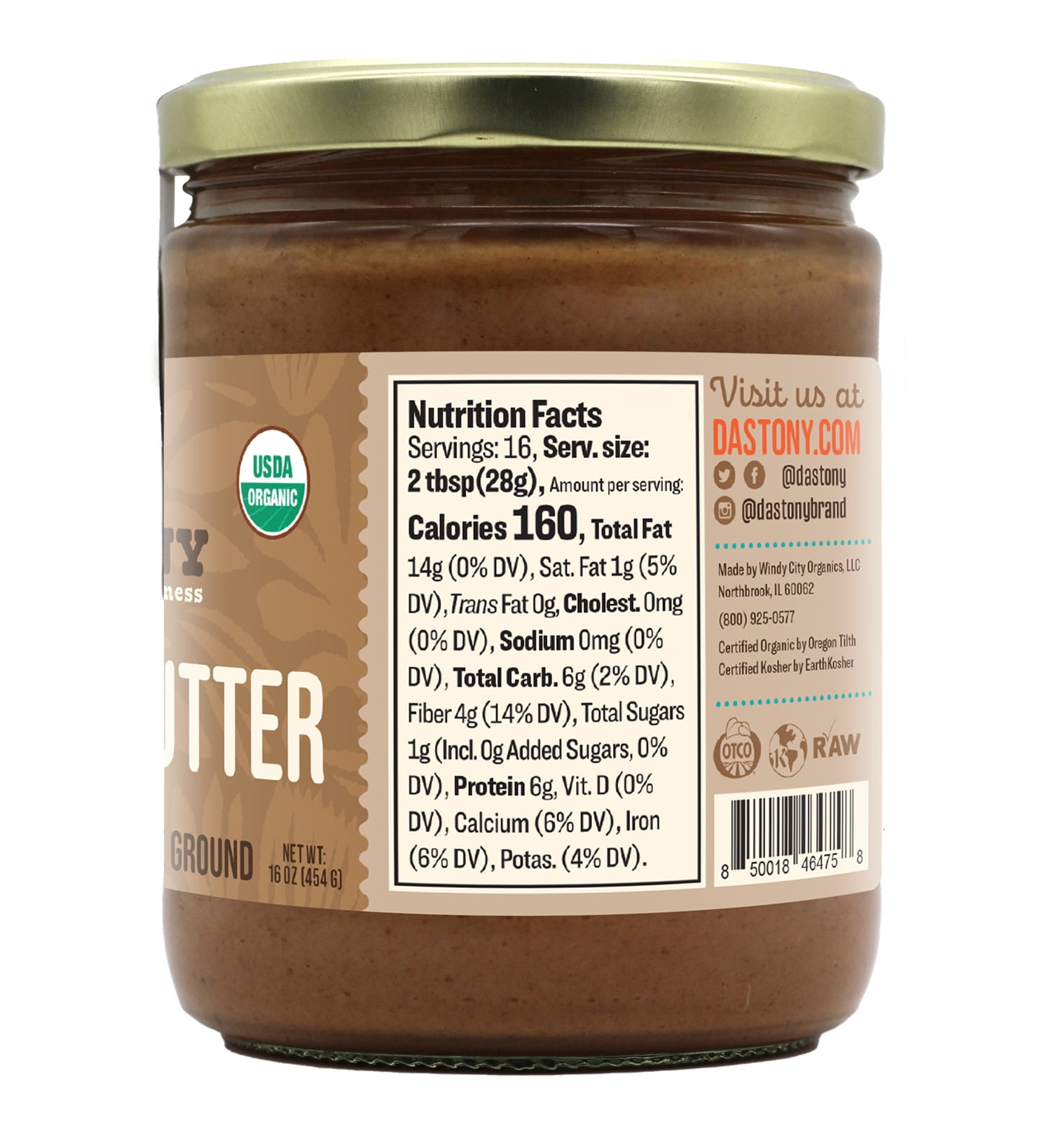 Organic Raw Almond Butter, 16 oz