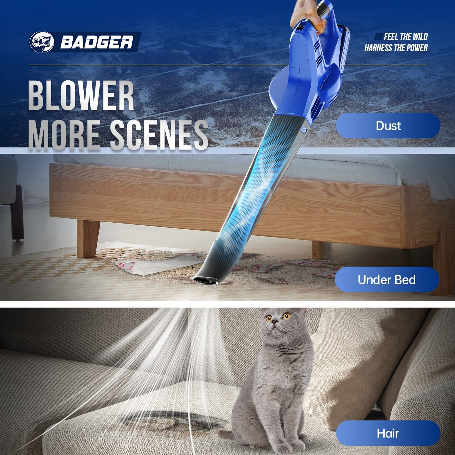 WILD BADGER POWER 20V Cordless String Trimmer with Sweeper Combo, 2*2Ah Battery & Charger