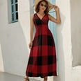 thumbnail image 5 of Ugliest Country Christmas Cottage Primitive Lumberjack Buffalo Plaid Womens Night Club Maxi Dress V Neck Sleeveless Bohemia Long Dresses, 5 of 9