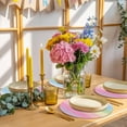 thumbnail image 5 of Round Woven Placemats set of 4, Rainbow Minimalnist Stripe Washable&Heat Resistant Plastic Wipeable Placemats for Round Table Candy Texture Kitchen Dining Table Decor, 15in,, 5 of 9