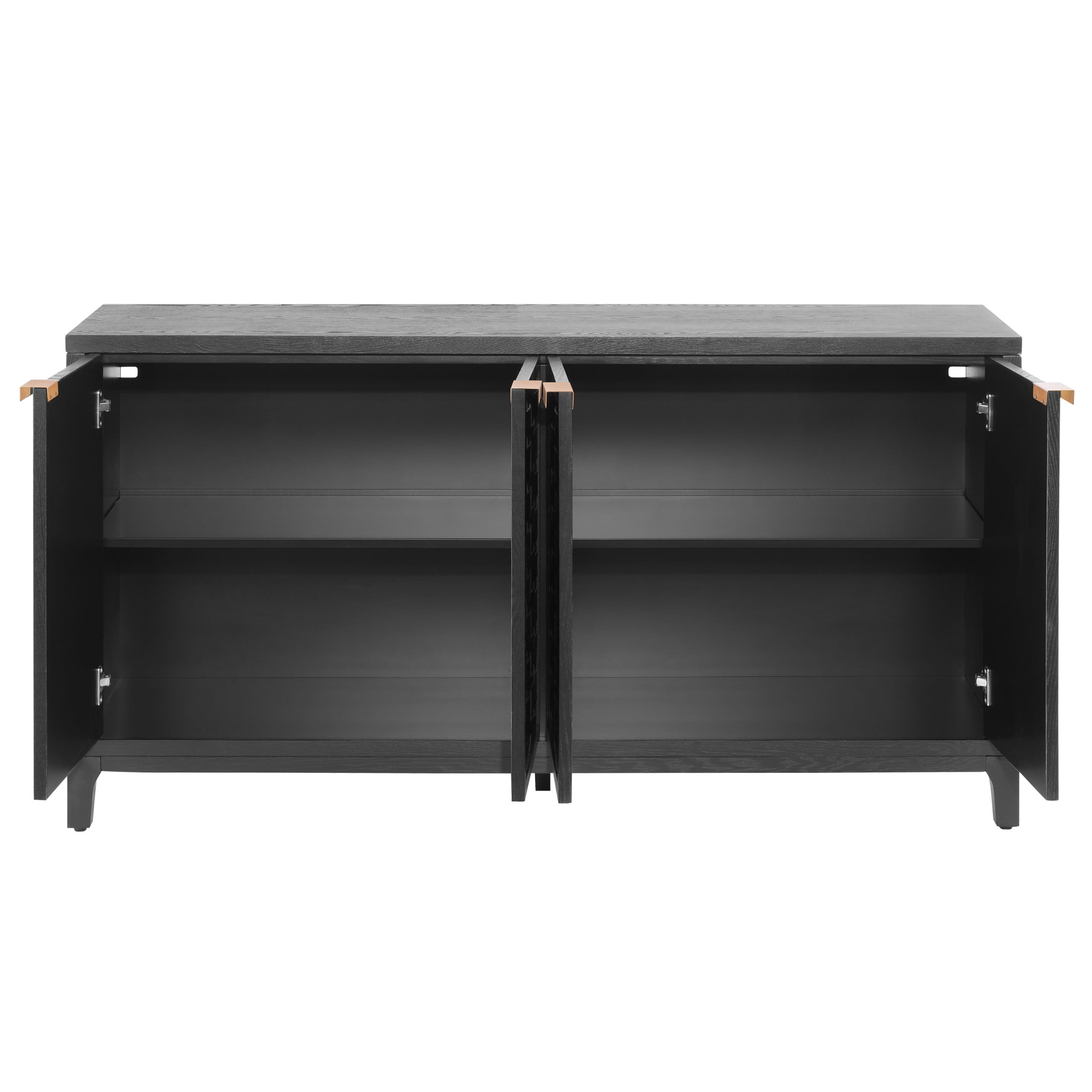 Christopher Knight Home 59" Modern Sideboard Storage Cabinet with Woven Fronts, 4 Doors, Black