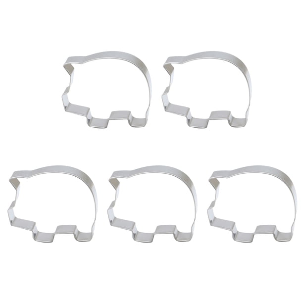 EeaseMX 5 moldes cortadores de galletas de acero inoxidable con forma de cerdo, cortadores de frutas, moldes para hornear para el hogar, la cocina y la panadería.