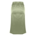 thumbnail image 4 of Elvqul Womens Satin Skirts Silk Army Green Solid Plus Size Midi Fashion Skirts, 4 of 6