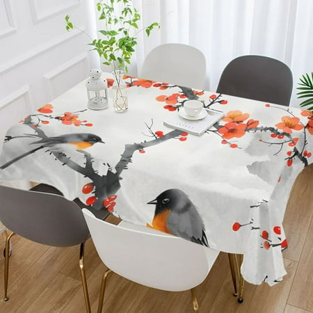 

ALAZA Birds on Floral Branches Rectangle Tablecloth Tablecover Dinning Table Cloth 60 x108