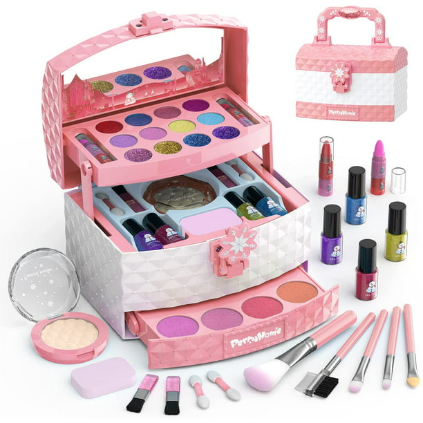 WATTNE Kids Makeup Kit for Girls 35 Pcs Washable Real Cosmetic, Safe ...