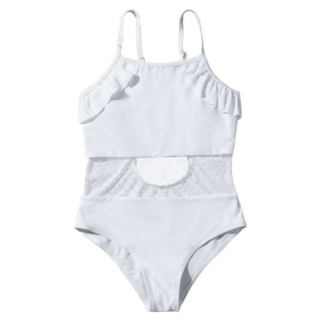 

Girls Cute Swimsuit Sport Thin Straps Summer For 7 To 11 Years Rash Guard Swimwear Fashion Bathing Sunsuit with Sun Protection Sweet Beachwear