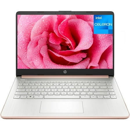 HP Laptop, 14" Ultral Light Laptop for Students and Business, Intel Celeron Quad-Core N4120, 8GB RAM, 64GB eMMC 256GB Micro SD, Wi-Fi, Bluetooth, Webcam, Windows 11 Home in S Mode, Rose gold