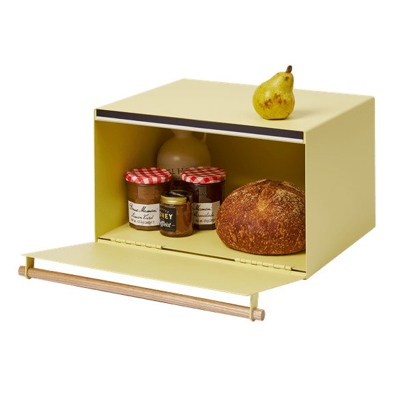 Yamazaki Home Bread Box, Yellow, Steel Wood, Supports 22.2 pounds, No Assembly